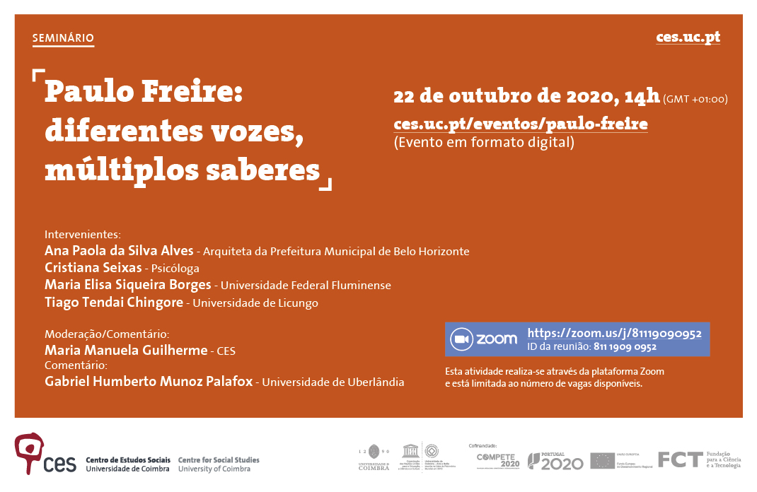 Paulo Freire: diferentes vozes, múltiplos saberes<span id="edit_31010"><script>$(function() { $('#edit_31010').load( "/myces/user/editobj.php?tipo=evento&id=31010" ); });</script></span>