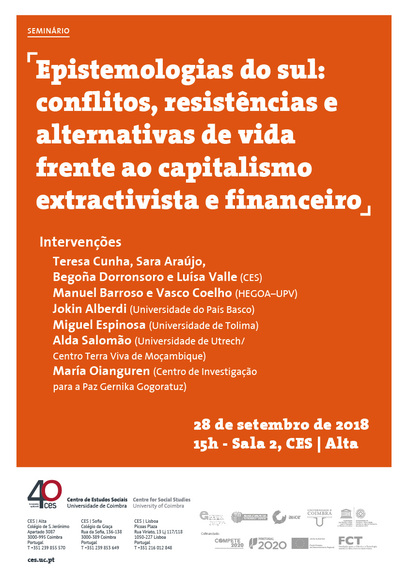 Epistemologies of the South: Conflicts, Resistances and Alternatives to Life vs. Extractivist and Financial Capitalism<span id="edit_20319"><script>$(function() { $('#edit_20319').load( "/myces/user/editobj.php?tipo=evento&id=20319" ); });</script></span>