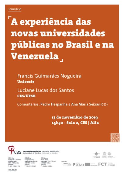 A experiência das novas universidades públicas no Brasil e na Venezuela<span id="edit_26700"><script>$(function() { $('#edit_26700').load( "/myces/user/editobj.php?tipo=evento&id=26700" ); });</script></span>