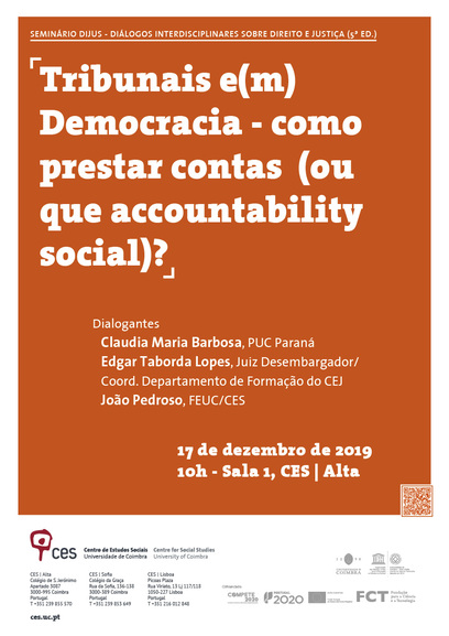 Tribunais e(m) Democracia - como prestar contas  (ou que accountability social)?<span id="edit_27220"><script>$(function() { $('#edit_27220').load( "/myces/user/editobj.php?tipo=evento&id=27220" ); });</script></span>